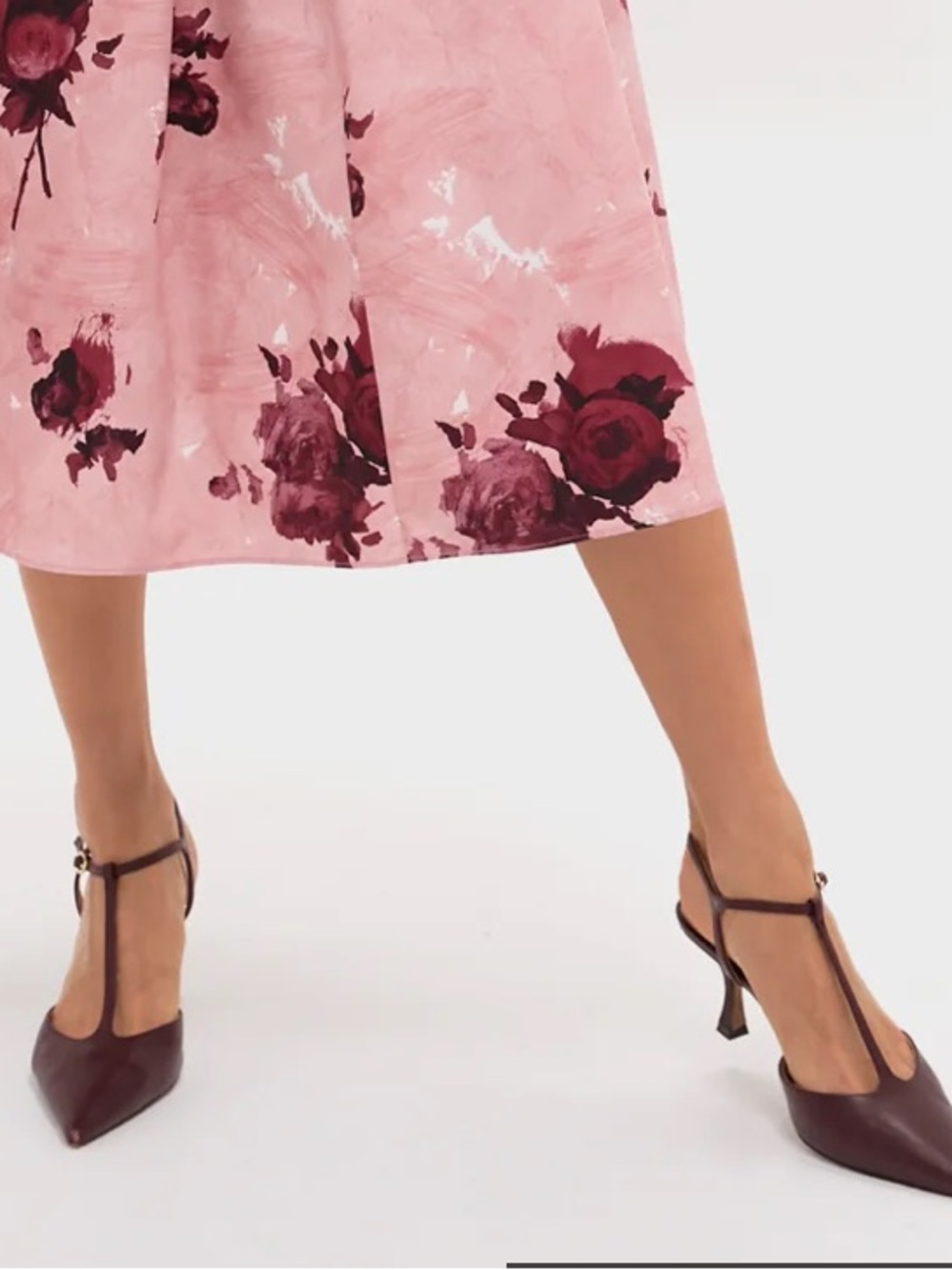 Tuckernuck Burgundy T-Strap Pointed Toe Heels
